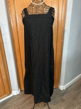 Madewell Black Maxi Slip Dress With Button Straps. Size Medium. Cotton/Linen